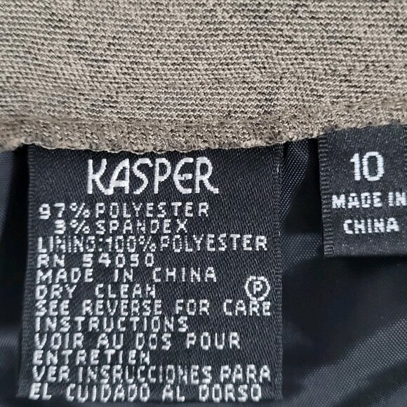 Kasper Brown Full Pant Suit 2 Piece Set Shawl 3 Button Jacket Stretch 10 (33x31) - Picture 3 of 16